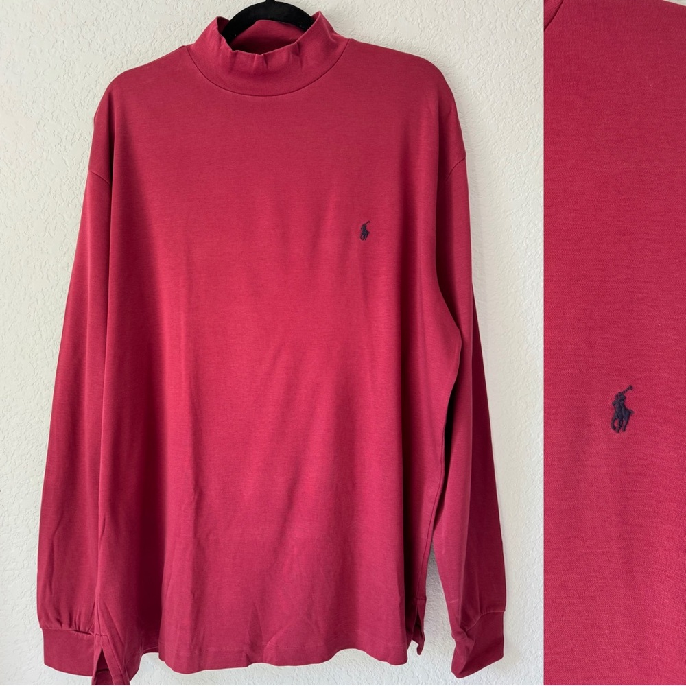 Polo Golf Ralph Lauren Men’s‎ Large Dark Red  Pima Cotton Mock Neck Outdoor